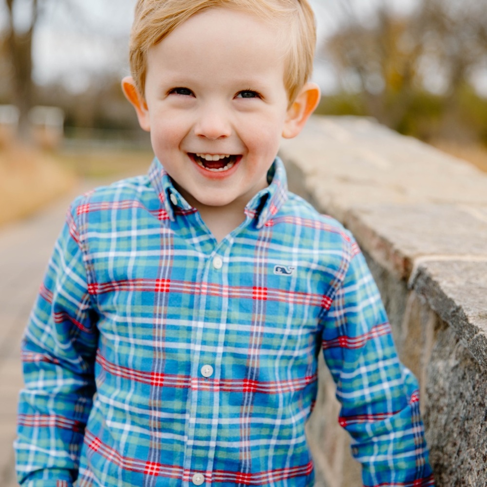 Vineyard Vines Kids Plaid Shirt - Blue, Red, Green